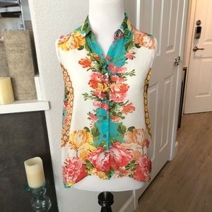 Colorful sheer sleeveless top